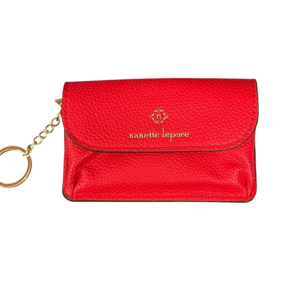 Nanette Lepore Keychain Wallet Cherry Red Card Case Zip Pouch NWOT Coin Purse